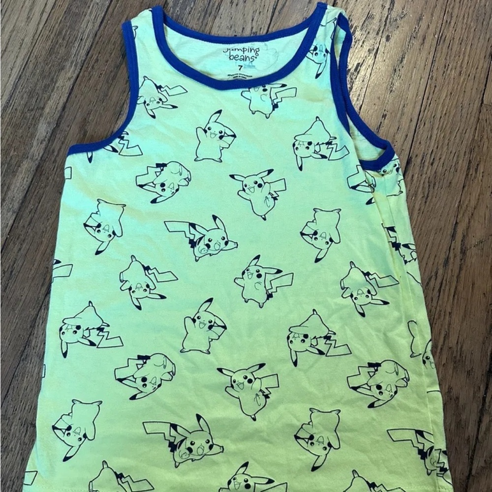 Pokemon Pikachu Jumping Beans Tank Top Sleeveless Shirt Tee Kids Toddler Size 7
